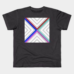 Gray White Colorful Triangular Kids T-Shirt